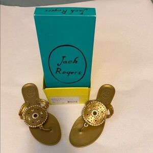 Woman’s Jack Roger’s gold flip flop sandals, sz. 9. New, never worn; Excellent!